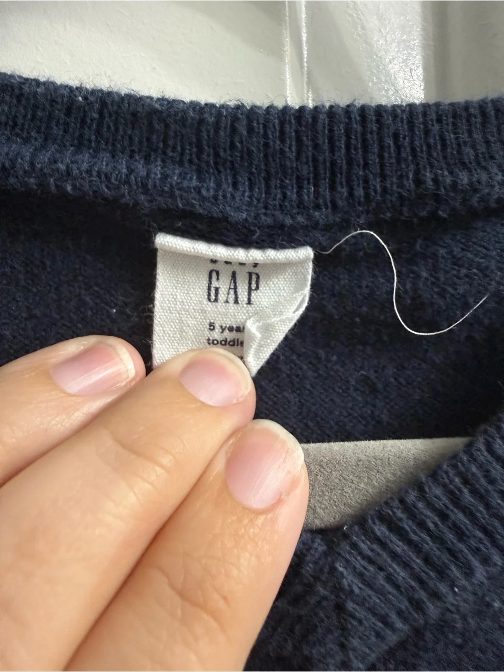 GAP Kids Navy V-Neck Sweater with Bear Embroidered Logo